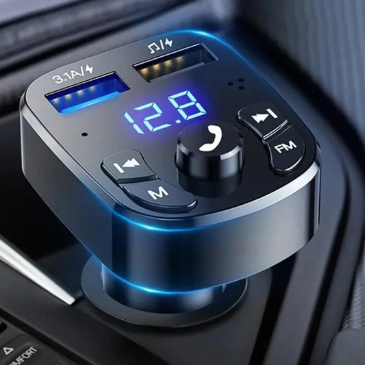 Transmiter FM Bluetooth 5.0 z podwójnym ładowaniem USB, obsługą pamięci USB i połączeń bezprzewodowych.