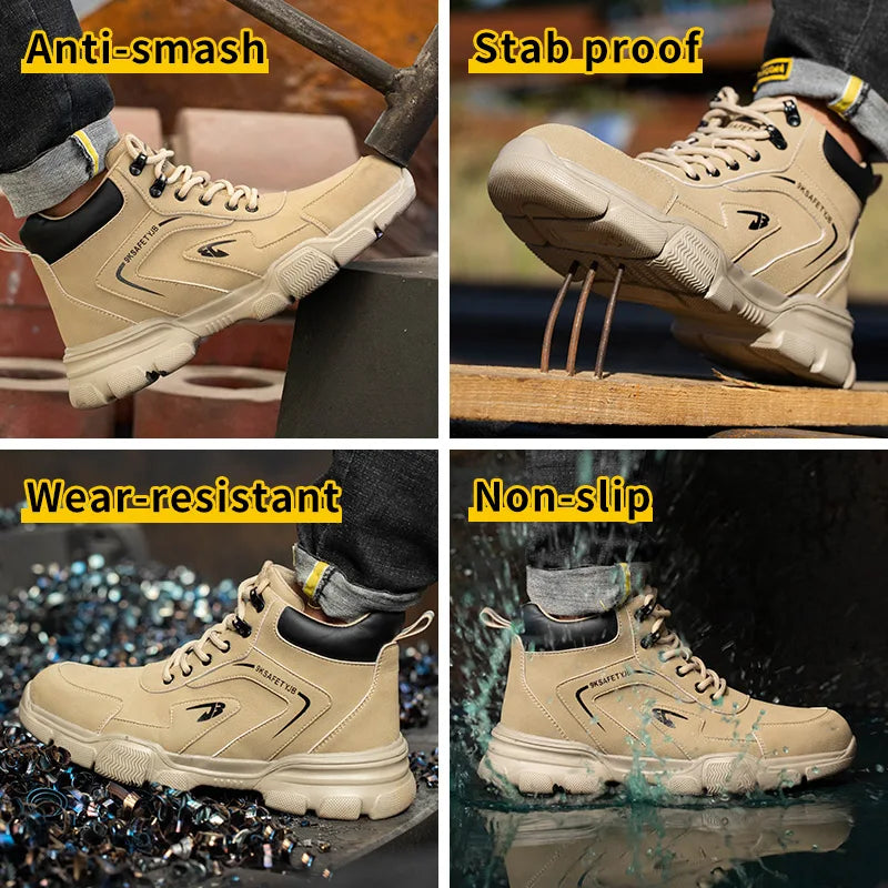 Buty Robocze Męskie - Bezpieczne, Antyprzebiciowe, Stalowy Nosek