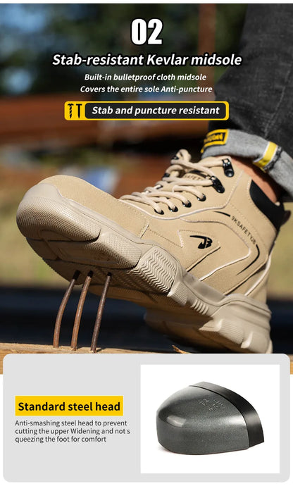 Buty Robocze Męskie - Bezpieczne, Antyprzebiciowe, Stalowy Nosek
