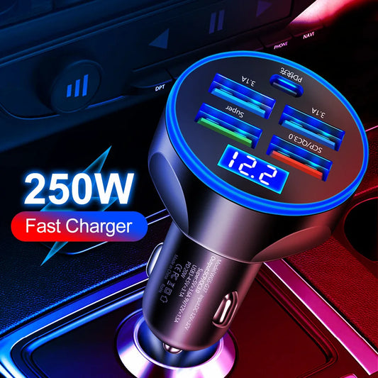 Ładowarka Samochodowa 5w1 USB-C PD 250W